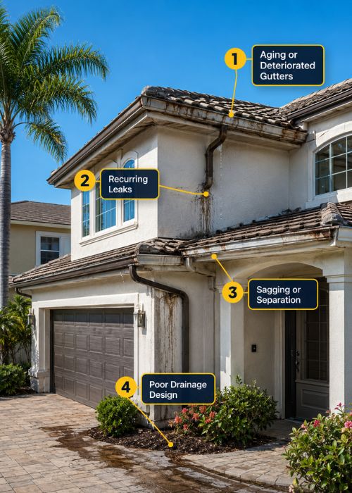 Replacement of an aging gutter system in Clearwater