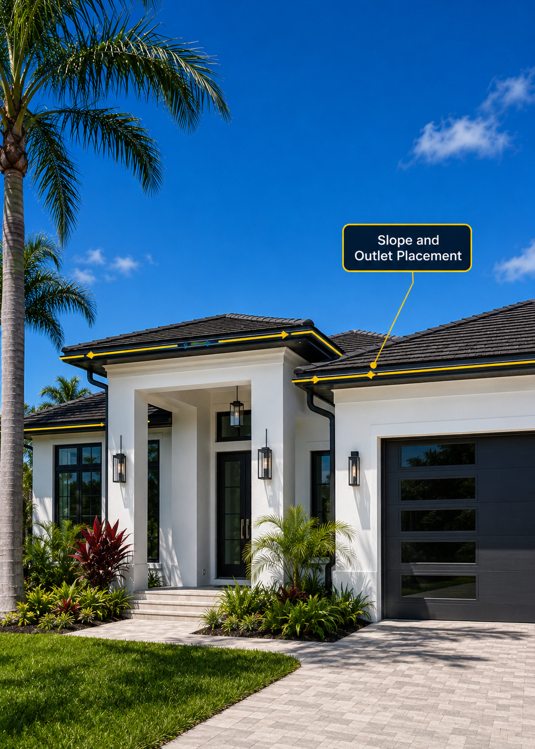 Slope and outlet placement planning for seamless gutters in St. Petersburg